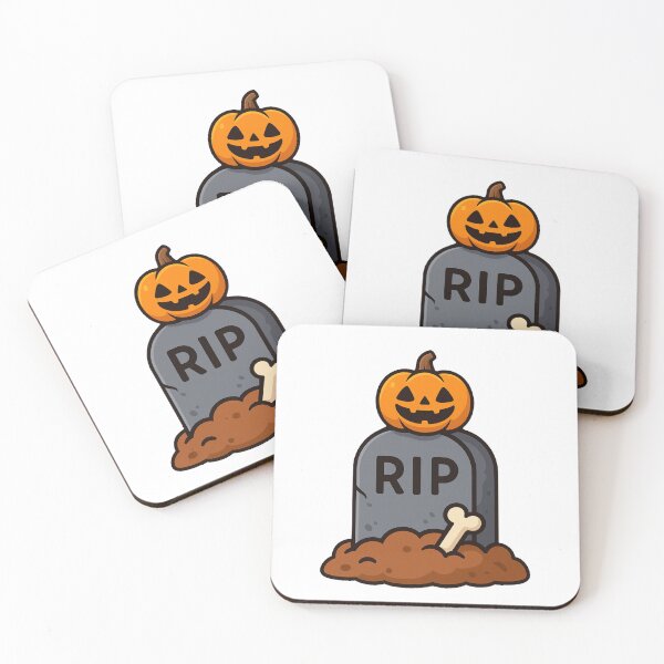 Item preview, Halloween Grave Tombstone RIP with Jack O Lantern Pumpkin Creepy Bone Spooky Graveyard Scary Cartoon Horror Decoration designed and sold by Mimoshi ⭐⭐⭐⭐⭐.