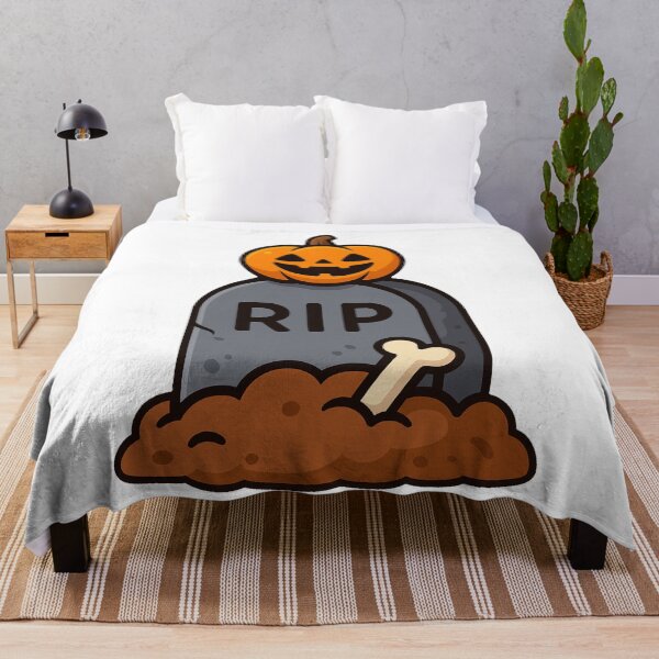 Item preview, Halloween Grave Tombstone RIP with Jack O Lantern Pumpkin Creepy Bone Spooky Graveyard Scary Cartoon Horror Decoration designed and sold by Mimoshi ⭐⭐⭐⭐⭐.