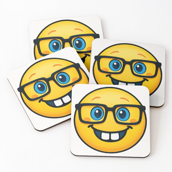Item preview, Smiley with square nerd glasses – Happy cartoon emoji designed and sold by chrisbe-.