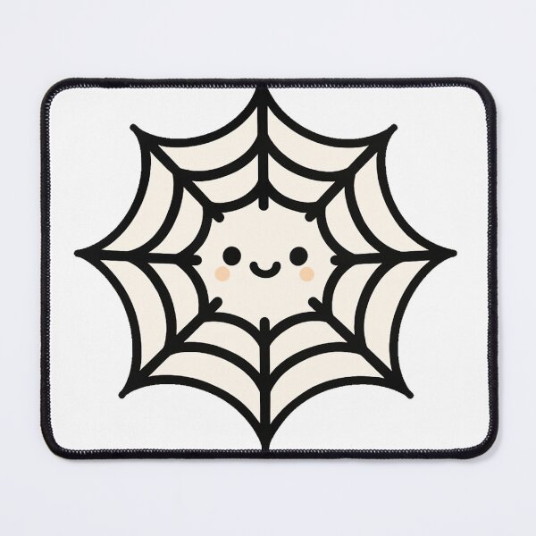 Item preview, Cute Kawaii Smiling Spider Web with Happy Face Adorable Chibi Halloween Cartoon Decorative Element for Kids designed and sold by Mimoshi ⭐⭐⭐⭐⭐.