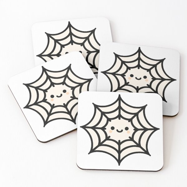 Item preview, Cute Kawaii Smiling Spider Web with Happy Face Adorable Chibi Halloween Cartoon Decorative Element for Kids designed and sold by Mimoshi ⭐⭐⭐⭐⭐.