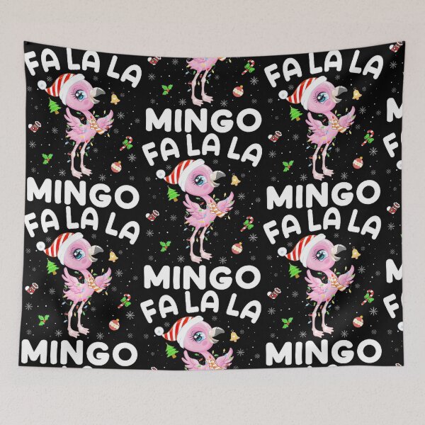 Item preview, Fa La La Mingo Christmas Flamingo with Santa Hat and Xmas Lights designed and sold by KinaGregor1.