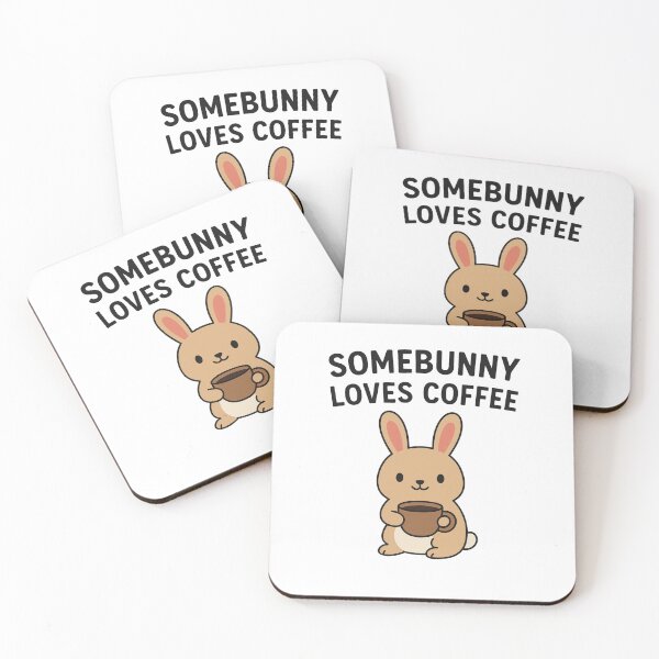 Item preview, Somebunny Loves Coffee – Cute Bunny Drinking Coffee Pun designed and sold by SlomianyPisarz.