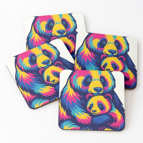 Item preview, Neon Panda: Mom & Baby – Pop Art Hug designed and sold by BreakingWorse.