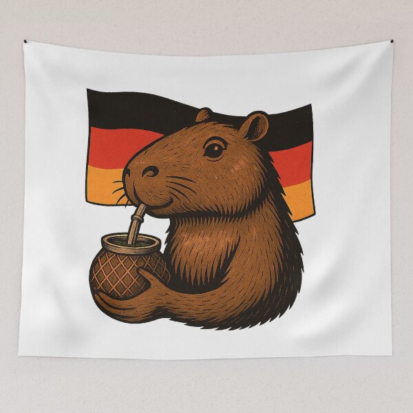 Item preview, Cute Capybara Drinking Yerba Mate – Germany Flag Edition designed and sold by flamini.