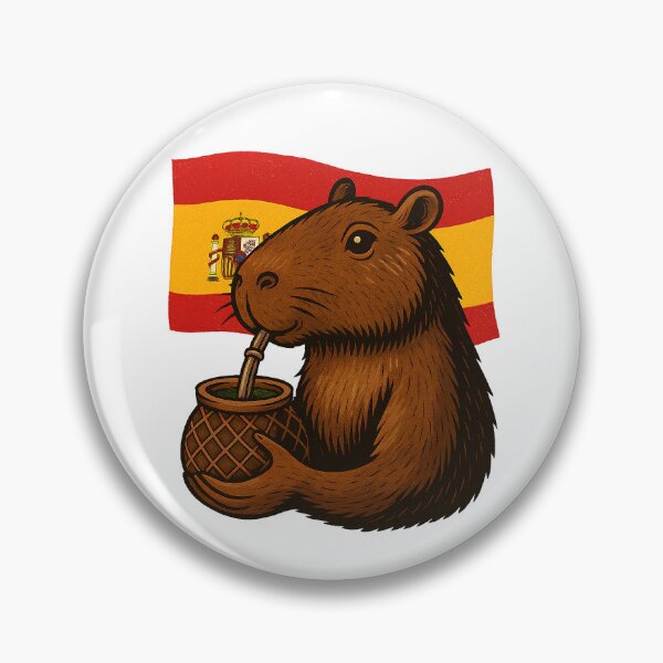 Item preview, Cute Capybara Drinking Yerba Mate – Spanish Flag Edition designed and sold by flamini.
