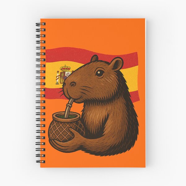 Item preview, Cute Capybara Drinking Yerba Mate – Spanish Flag Edition designed and sold by flamini.