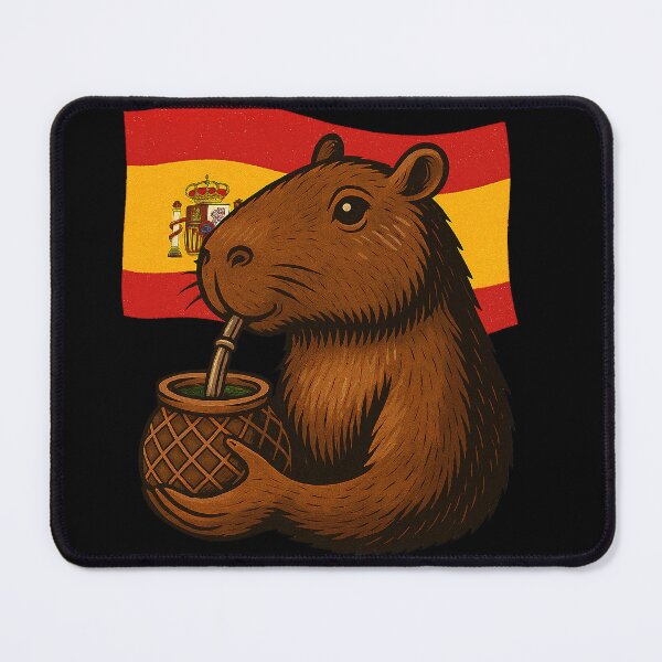 Item preview, Cute Capybara Drinking Yerba Mate – Spanish Flag Edition designed and sold by flamini.