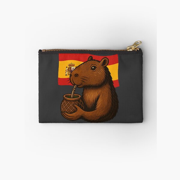 Item preview, Cute Capybara Drinking Yerba Mate – Spanish Flag Edition designed and sold by flamini.