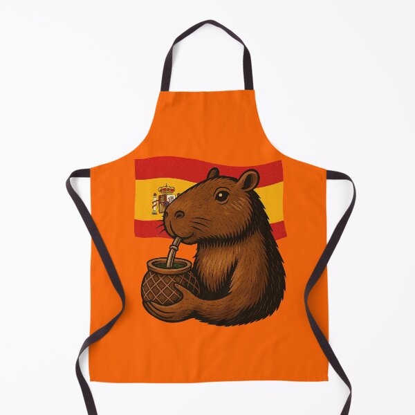 Item preview, Cute Capybara Drinking Yerba Mate – Spanish Flag Edition designed and sold by flamini.