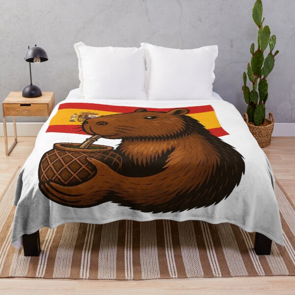 Item preview, Cute Capybara Drinking Yerba Mate – Spanish Flag Edition designed and sold by flamini.