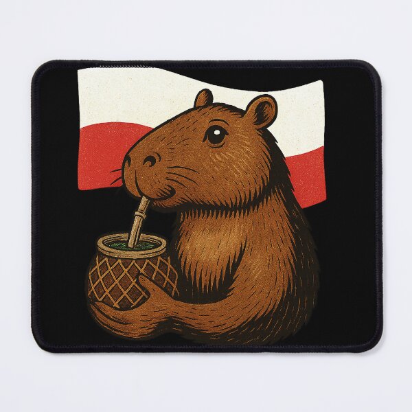 Item preview, Cute Capybara Drinking Yerba Mate – Polish Flag Edition designed and sold by flamini.