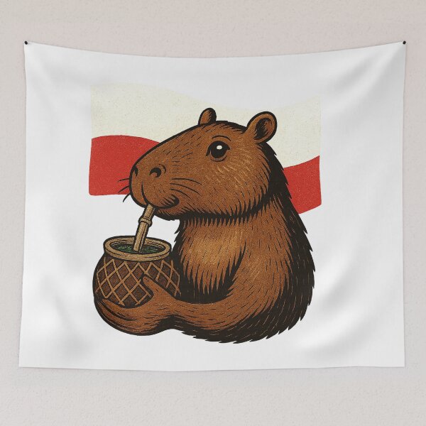 Item preview,  Cute Capybara Drinking Yerba Mate – Polish Flag Edition designed and sold by flamini.