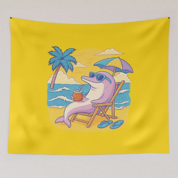 Item preview, Chill Dolphin Drinking Yerba Mate – Fun Tropical Beach Design designed and sold by flamini.