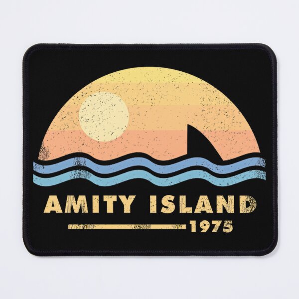 Item preview, Amity Island 1975 Vintage Sunset Shark Fin Beach Ocean Retro Summer designed and sold by RomayneMoskop1.
