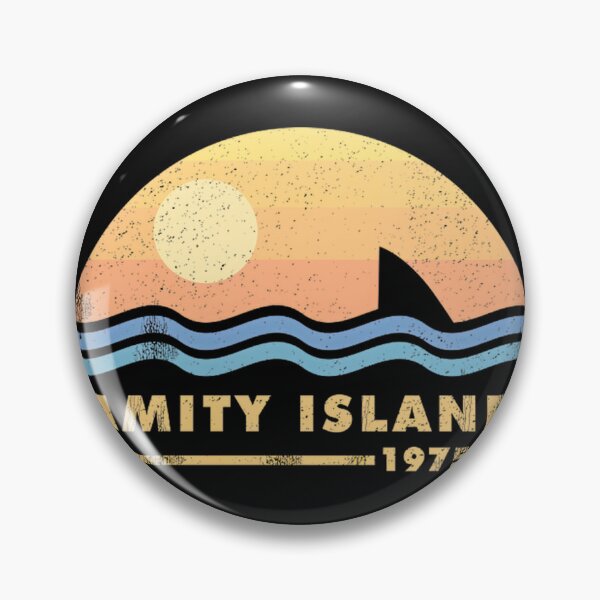 Item preview, Amity Island 1975 Vintage Sunset Shark Fin Beach Ocean Retro Summer designed and sold by RomayneMoskop1.