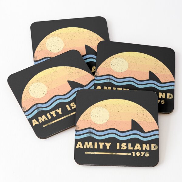 Item preview, Amity Island 1975 Vintage Sunset Shark Fin Beach Ocean Retro Summer designed and sold by RomayneMoskop1.