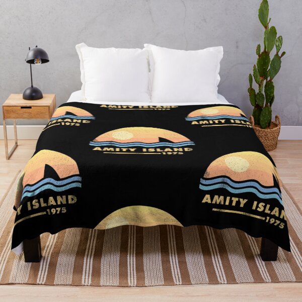 Item preview, Amity Island 1975 Vintage Sunset Shark Fin Beach Ocean Retro Summer designed and sold by RomayneMoskop1.
