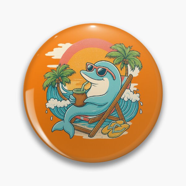 Item preview, Cool Dolphin Drinking Yerba Mate – Summer Beach Retro Design designed and sold by flamini.