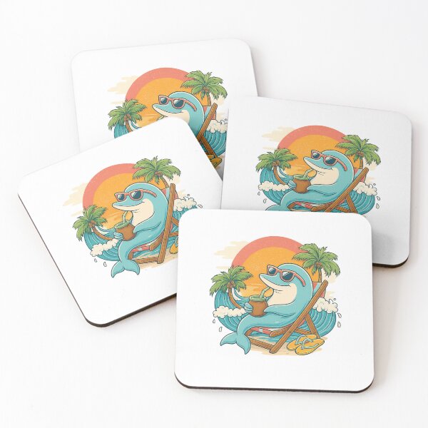 Item preview, Cool Dolphin Drinking Yerba Mate – Summer Beach Retro Design designed and sold by flamini.