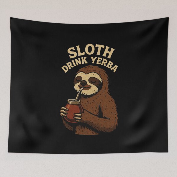 Item preview, Sloth Drink Yerba – Funny Retro Vintage Sloth with Mate Cup designed and sold by flamini.