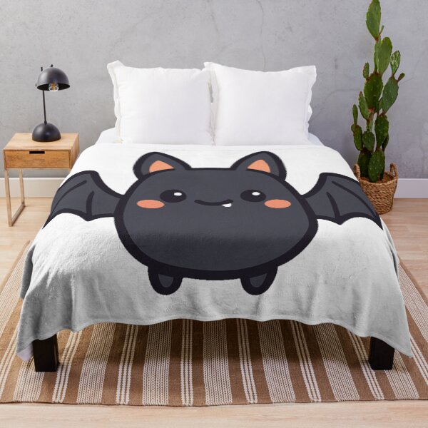 Item preview, Cute Kawaii Bat with Tiny Fangs Smiling Round Body Open Wings Adorable Chibi Halloween Cartoon Animal Character designed and sold by Mimoshi ⭐⭐⭐⭐⭐.