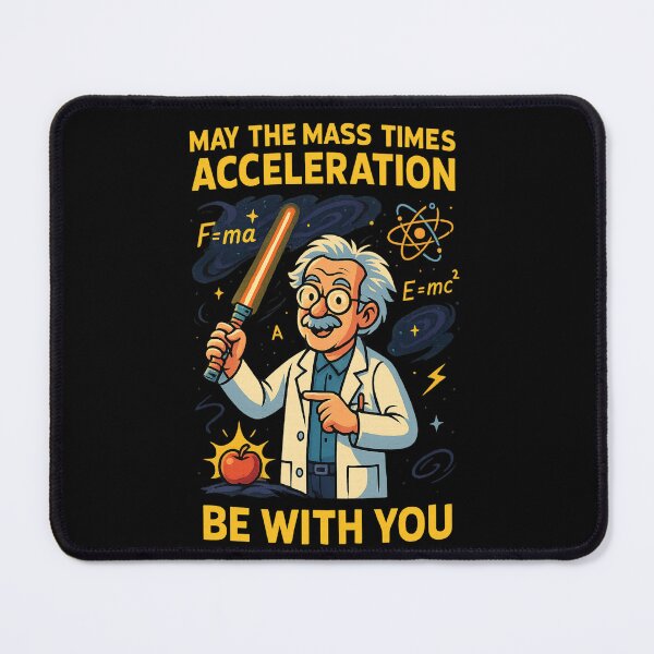 Item preview, May the Mass Times Acceleration Be With You – Funny Physics Science Pun designed and sold by WittyLabs.
