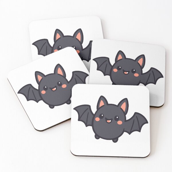 Item preview, Cute Kawaii Happy Smiling Bat with Wide Open Wings Adorable Spooky Halloween Cartoon Style Chibi Animal Character designed and sold by Mimoshi ⭐⭐⭐⭐⭐.