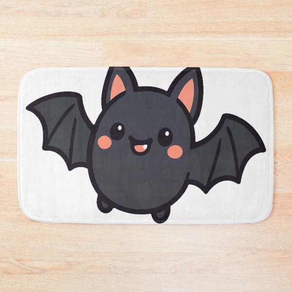 Item preview, Cute Kawaii Happy Smiling Bat with Wide Open Wings Adorable Spooky Halloween Cartoon Style Chibi Animal Character designed and sold by Mimoshi ⭐⭐⭐⭐⭐.