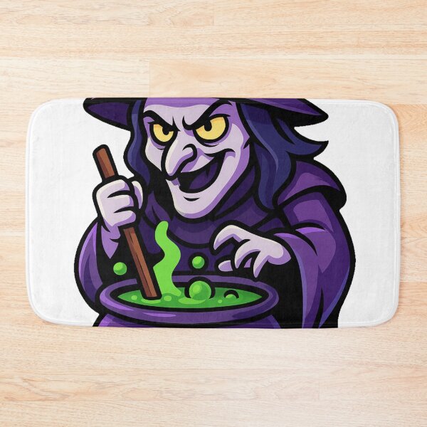 Item preview, Evil Wicked Witch Stirring Green Poison Potion in Cauldron with Creepy Smile Halloween Dark Cartoon Horror Style designed and sold by Mimoshi ⭐⭐⭐⭐⭐.