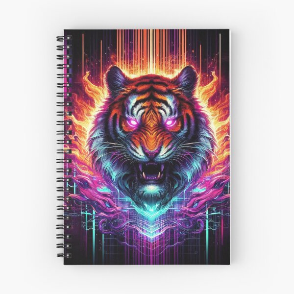Item preview, Glitch Spirit Tiger – Neon Cyberpunk Animal Art designed and sold by DreamArt Creations.