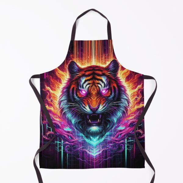 Item preview, Glitch Spirit Tiger – Neon Cyberpunk Animal Art designed and sold by DreamArt Creations.