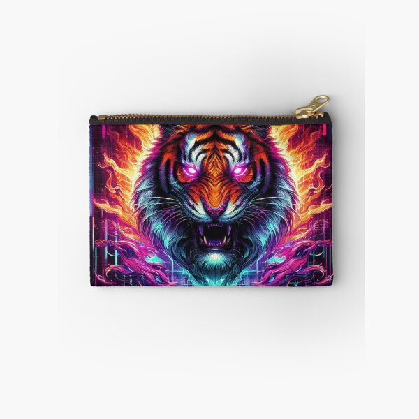 Item preview, Glitch Spirit Tiger – Neon Cyberpunk Animal Art designed and sold by DreamArt Creations.
