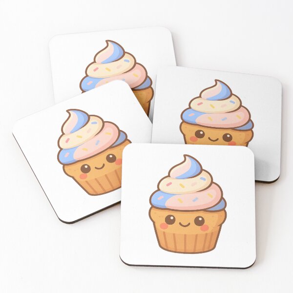 Item preview, Cute Cartoon Cupcake with Colorful Swirl Frosting Pastel Kawaii Style Sweet Dessert Bakery Pastry Party Celebration designed and sold by Mimoshi ⭐⭐⭐⭐⭐.