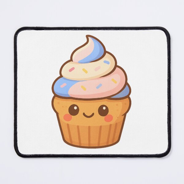 Item preview, Cute Cartoon Cupcake with Colorful Swirl Frosting Pastel Kawaii Style Sweet Dessert Bakery Pastry Party Celebration designed and sold by Mimoshi ⭐⭐⭐⭐⭐.