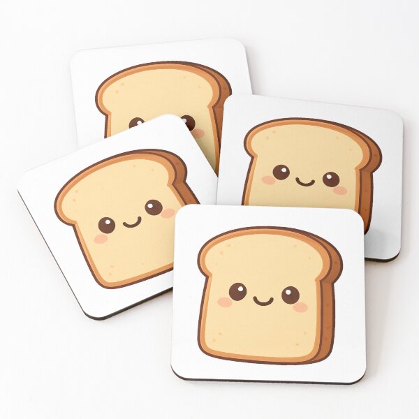 Item preview, Cute Smiling Kawaii Bread Slice Cartoon Illustration Adorable Toast Character Happy Breakfast Food Sweet Bakery Design designed and sold by Mimoshi ⭐⭐⭐⭐⭐.