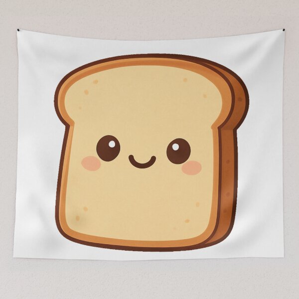 Item preview, Cute Smiling Kawaii Bread Slice Cartoon Illustration Adorable Toast Character Happy Breakfast Food Sweet Bakery Design designed and sold by Mimoshi ⭐⭐⭐⭐⭐.