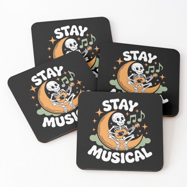 Item preview, Stay Musical Skeleton – Retro Halloween Guitar Design designed and sold by teevoxx.