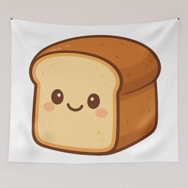 Item preview, Cute Smiling Kawaii Bread Loaf Cartoon Illustration Adorable Bakery Slice Breakfast Food Sweet Toast Character designed and sold by Mimoshi ⭐⭐⭐⭐⭐.