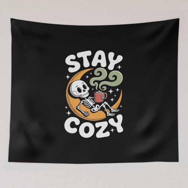 Item preview, Stay Cozy Skeleton – Halloween Moon & Mug Design designed and sold by teevoxx.