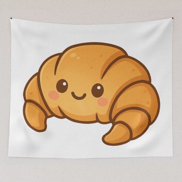 Item preview, Cute Smiling Kawaii Croissant Cartoon Pastry Illustration Adorable Bakery Bread Breakfast Food Sweet Snack Character designed and sold by Mimoshi ⭐⭐⭐⭐⭐.