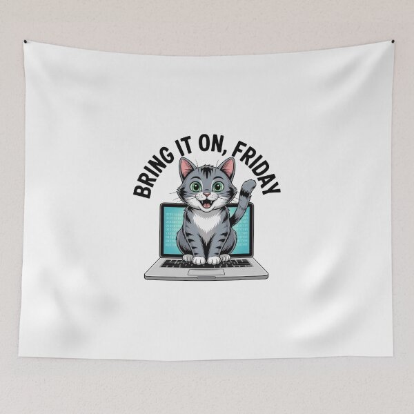 Item preview, Bring It On Friday – Confident Cat on Laptop Developer Design designed and sold by teevoxx.