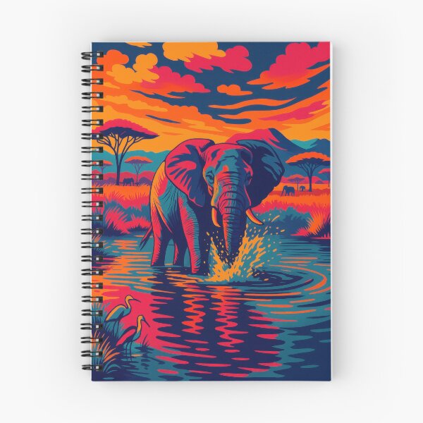 Item preview, Neon Savannah: Elephant by the Water – Pop Art Sunset designed and sold by BreakingWorse.