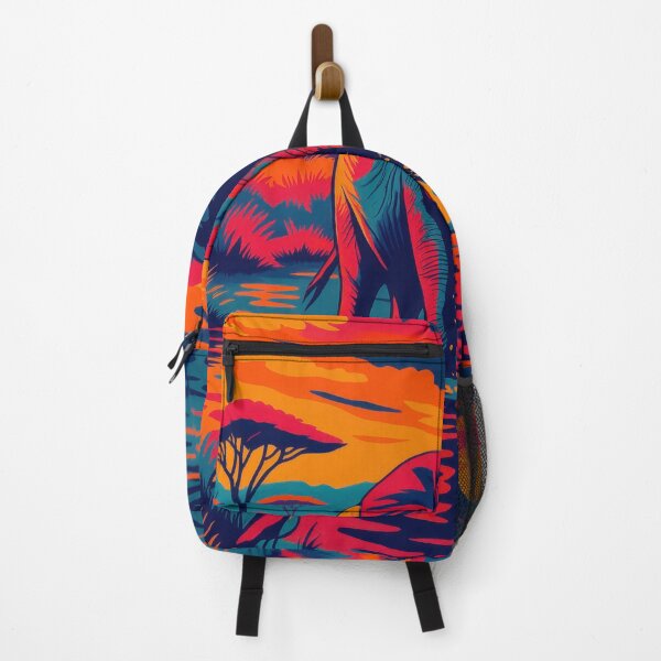 Item preview, Neon Savannah: Elephant by the Water – Pop Art Sunset designed and sold by BreakingWorse.