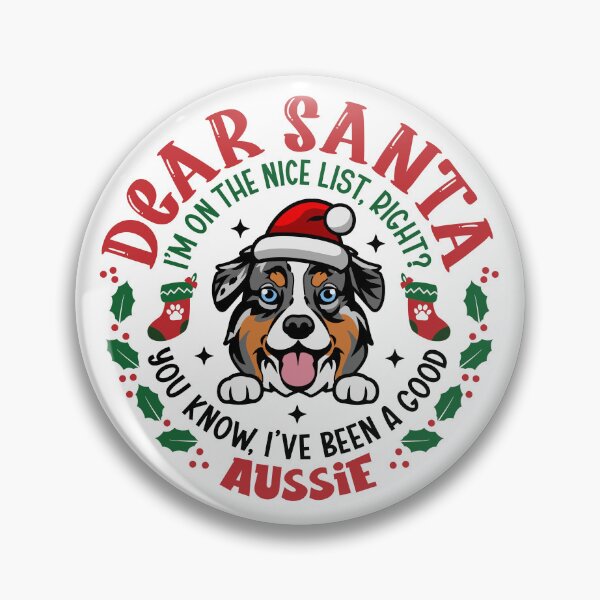 Item preview, Peeking Aussie Santa Christmas Stockings Australian Shepherd Dog designed and sold by eclecTEEq.