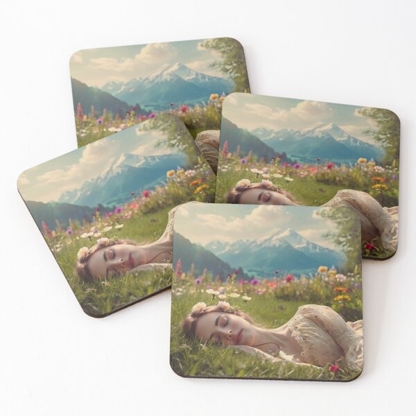 Item preview, Peaceful Victorian Woman Sleeping in Wildflower Meadow designed and sold by BlareBlare.