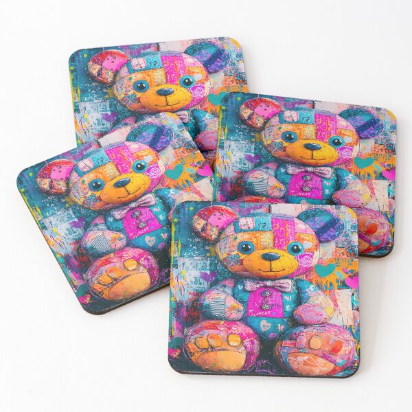 Item preview, Colorful Teddy Bear - Whimsical Animal Art designed and sold by PawPrintStyles.