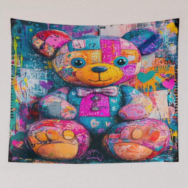 Item preview, Colorful Teddy Bear - Whimsical Animal Art designed and sold by PawPrintStyles.