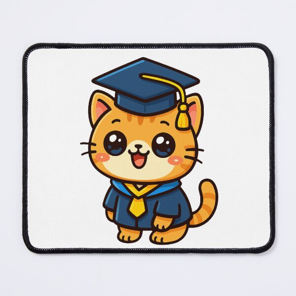 Item preview, Cute Orange Cat in Graduation Gown with Cap Cartoon Style Student Success Celebration Academic Achievement Illustration Design designed and sold by Mimoshi ⭐⭐⭐⭐⭐.