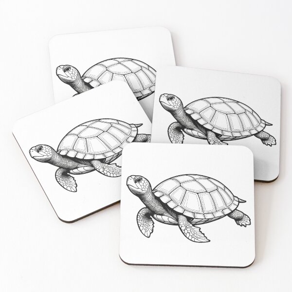 Item preview, Black and White Turtle Line Art designed and sold by Huiflourish.